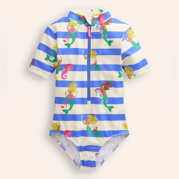 Boden Other - Girls Mini Boden Blue and White Striped Mermaid Bathing Suit sz 9-10Y
